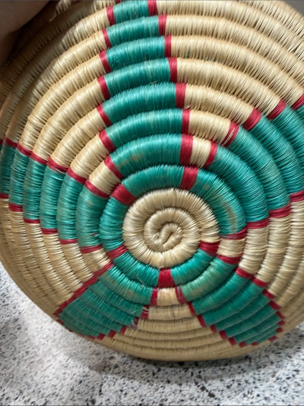 Handwoven Decorative Woven Bowl - Gold and Green by